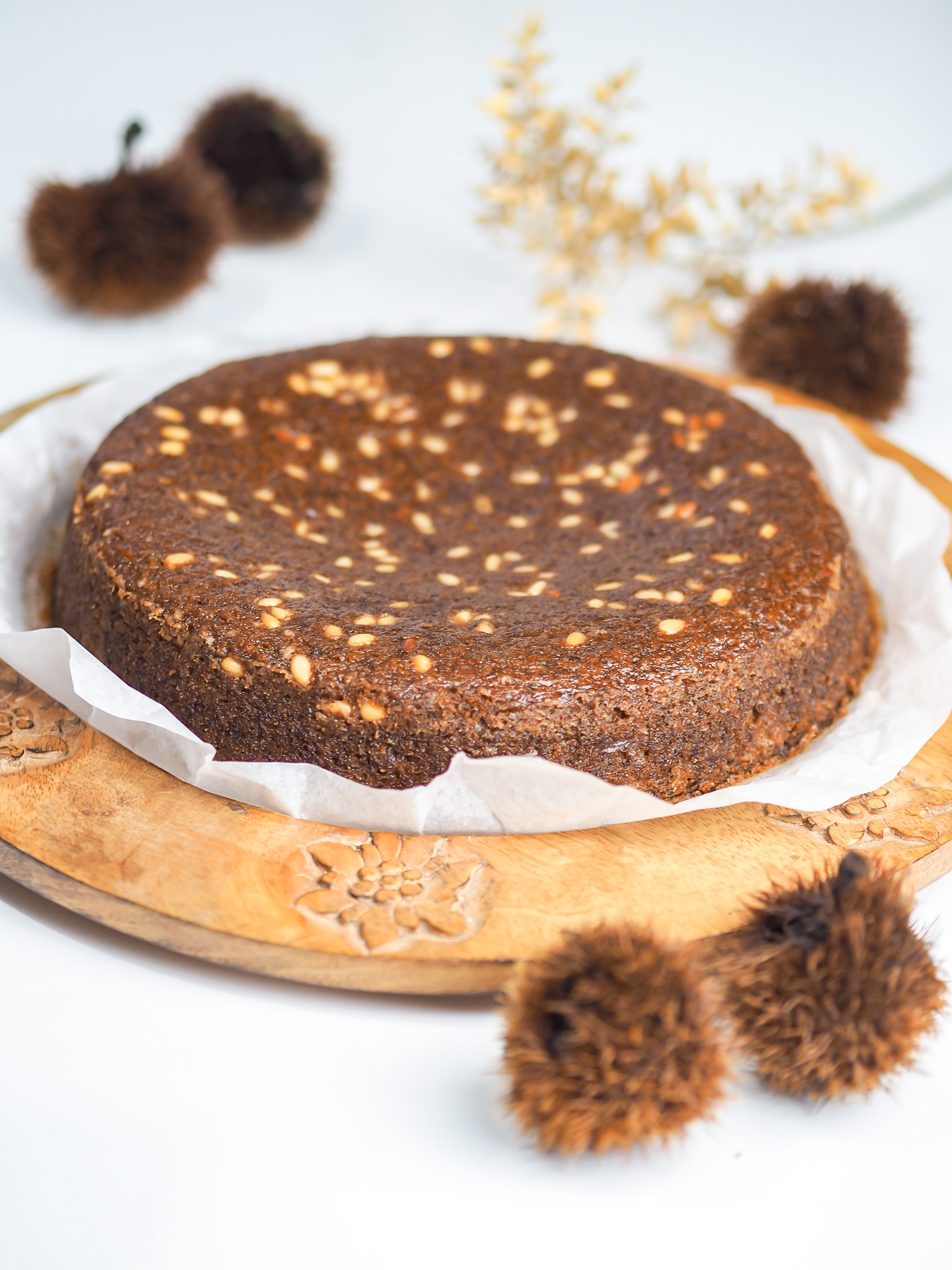 Soft Chestnut and Pine Nut Cake