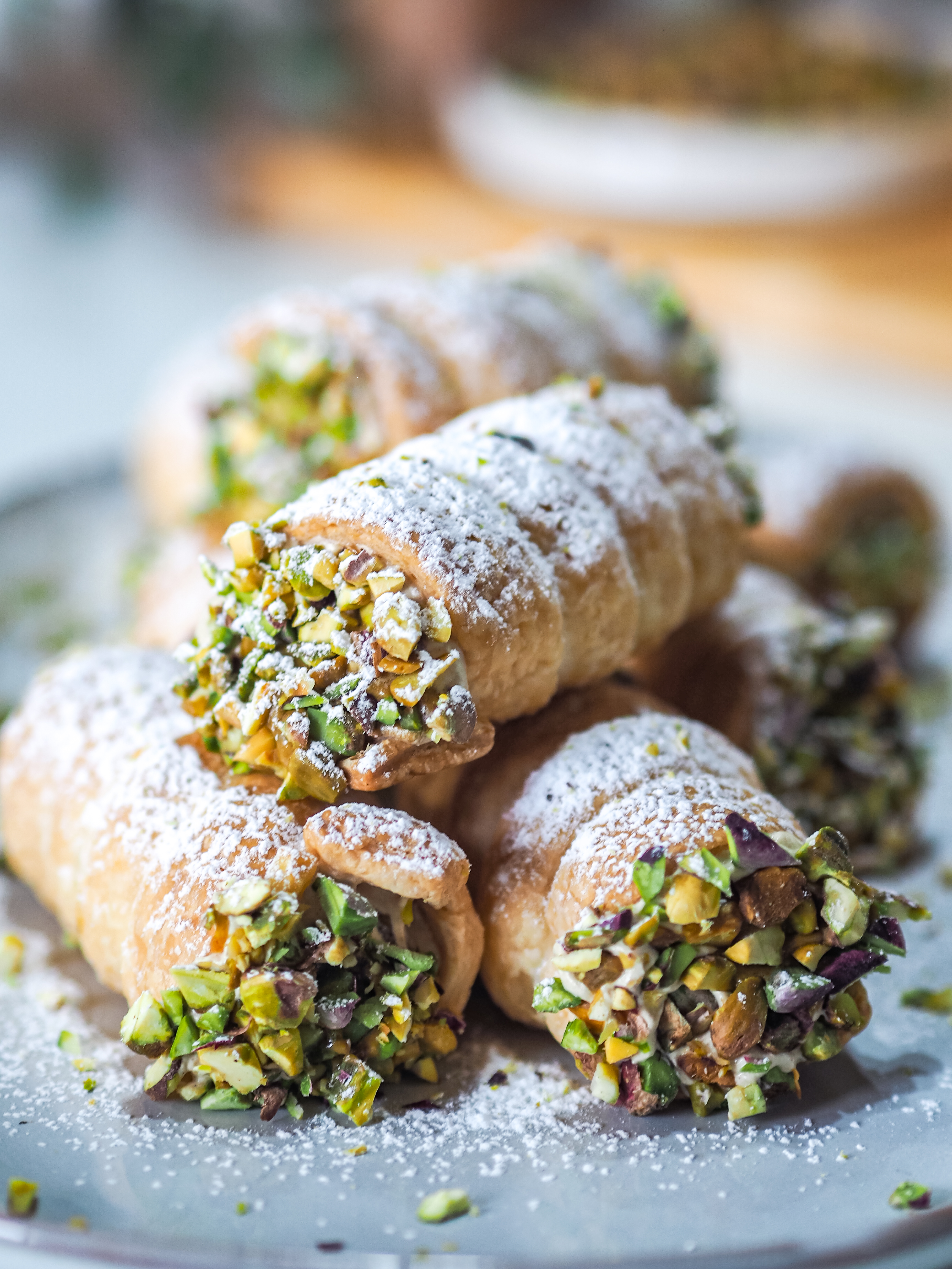Puff Pastry Cannoli with Pistachio