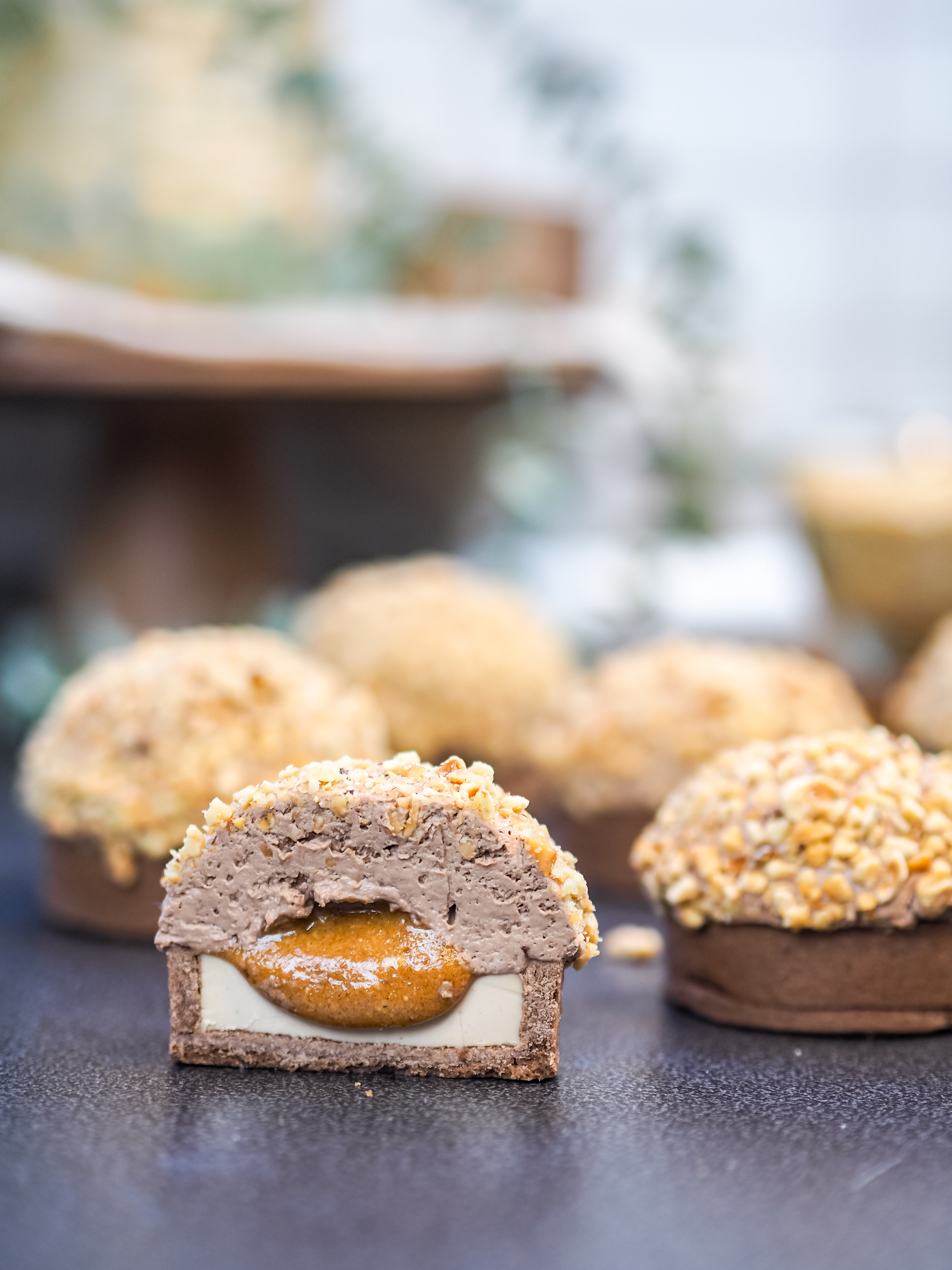 Hazelnut and Chocolate Sphere Tarts