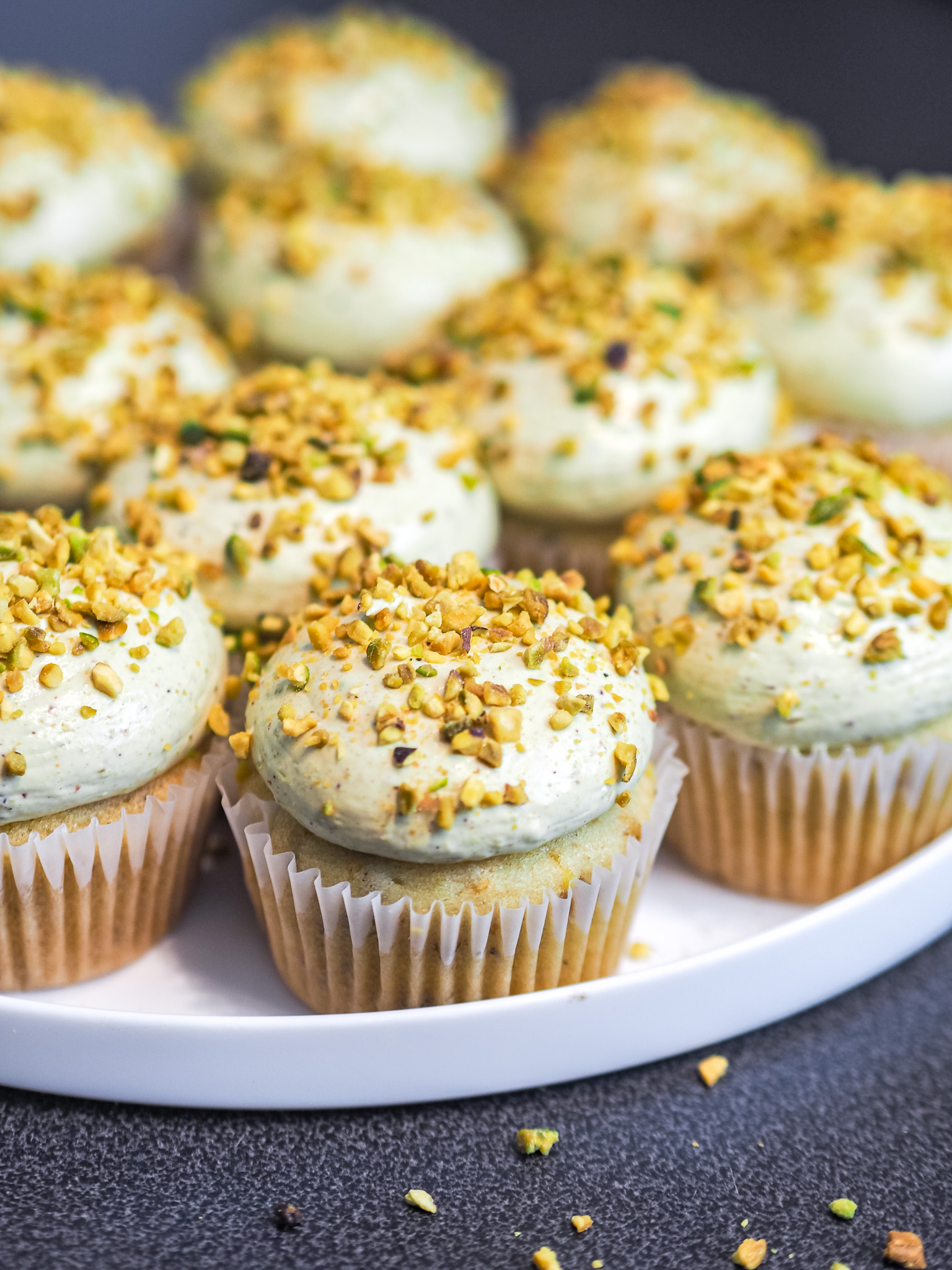 Pistachio Cupcakes with Raspberry Heart
