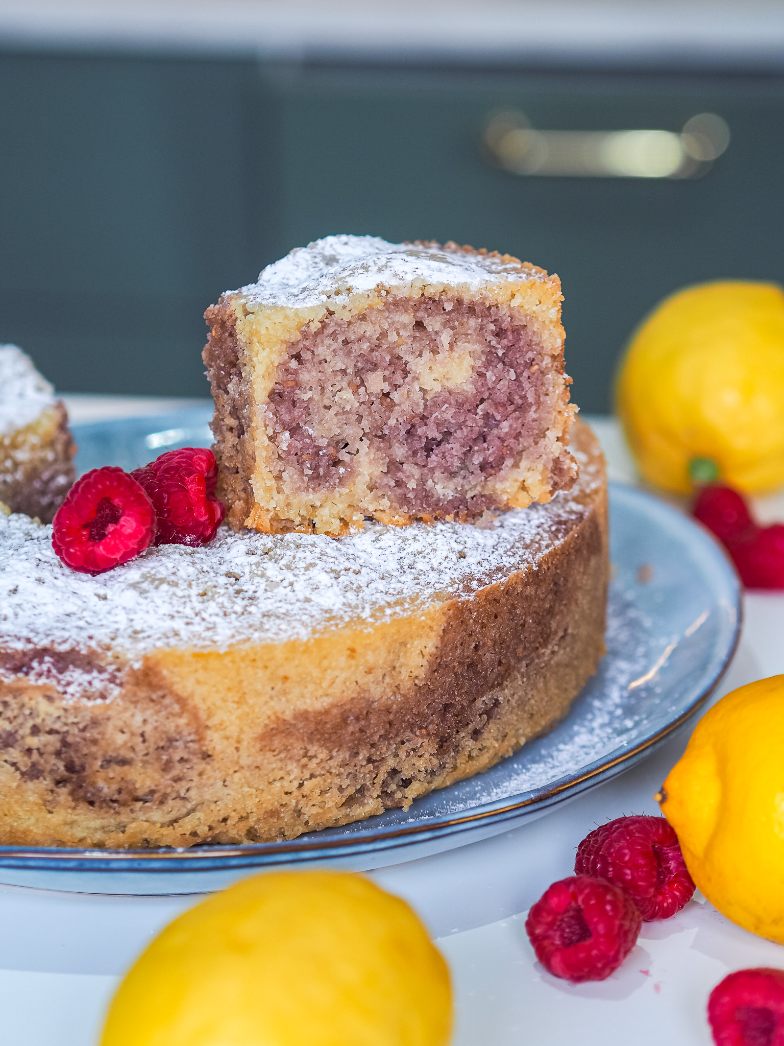 Lemon and Raspberry Marbled Bundt Cake