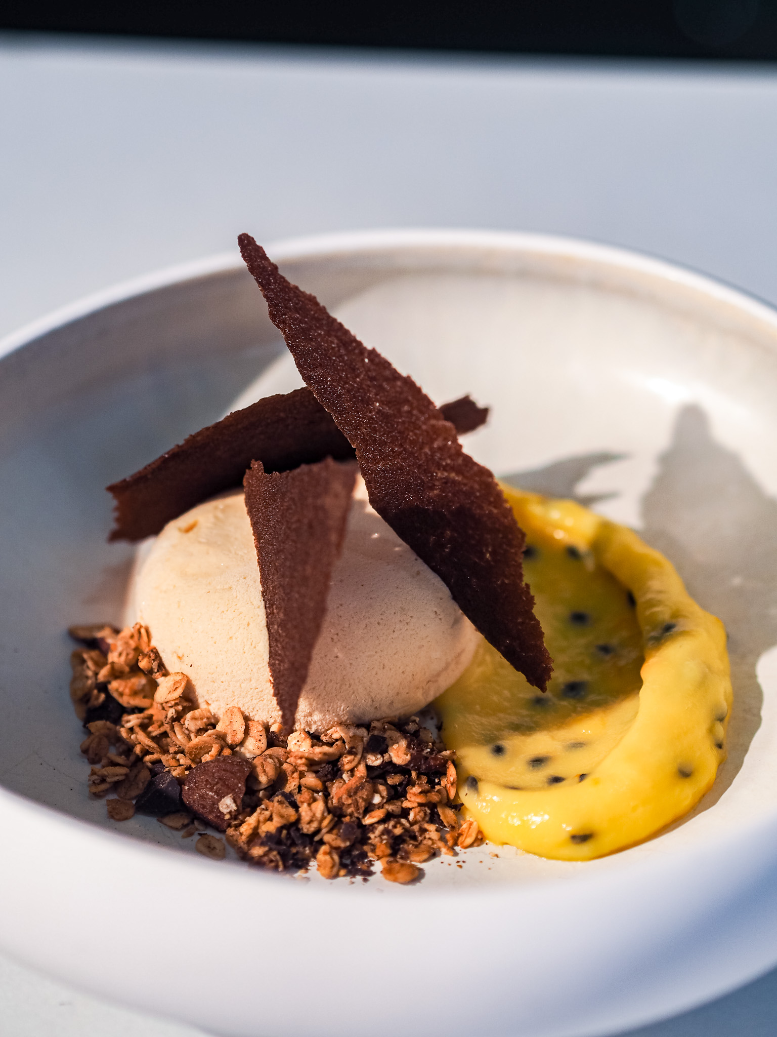 Caramel, Passion Fruit and Cocoa Semifreddo Dessert
