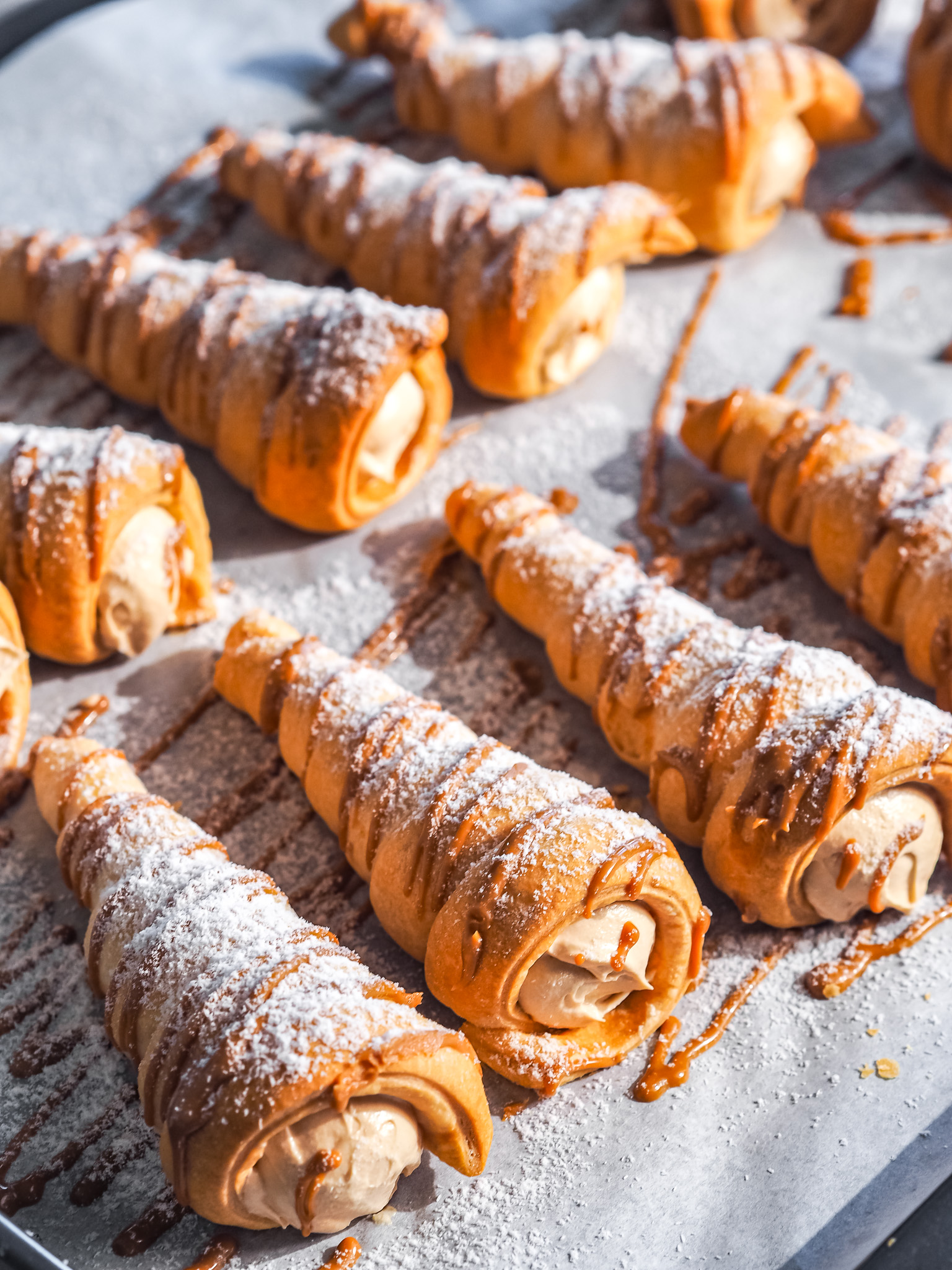 Puff Pastry and Biscoff Cream Horns