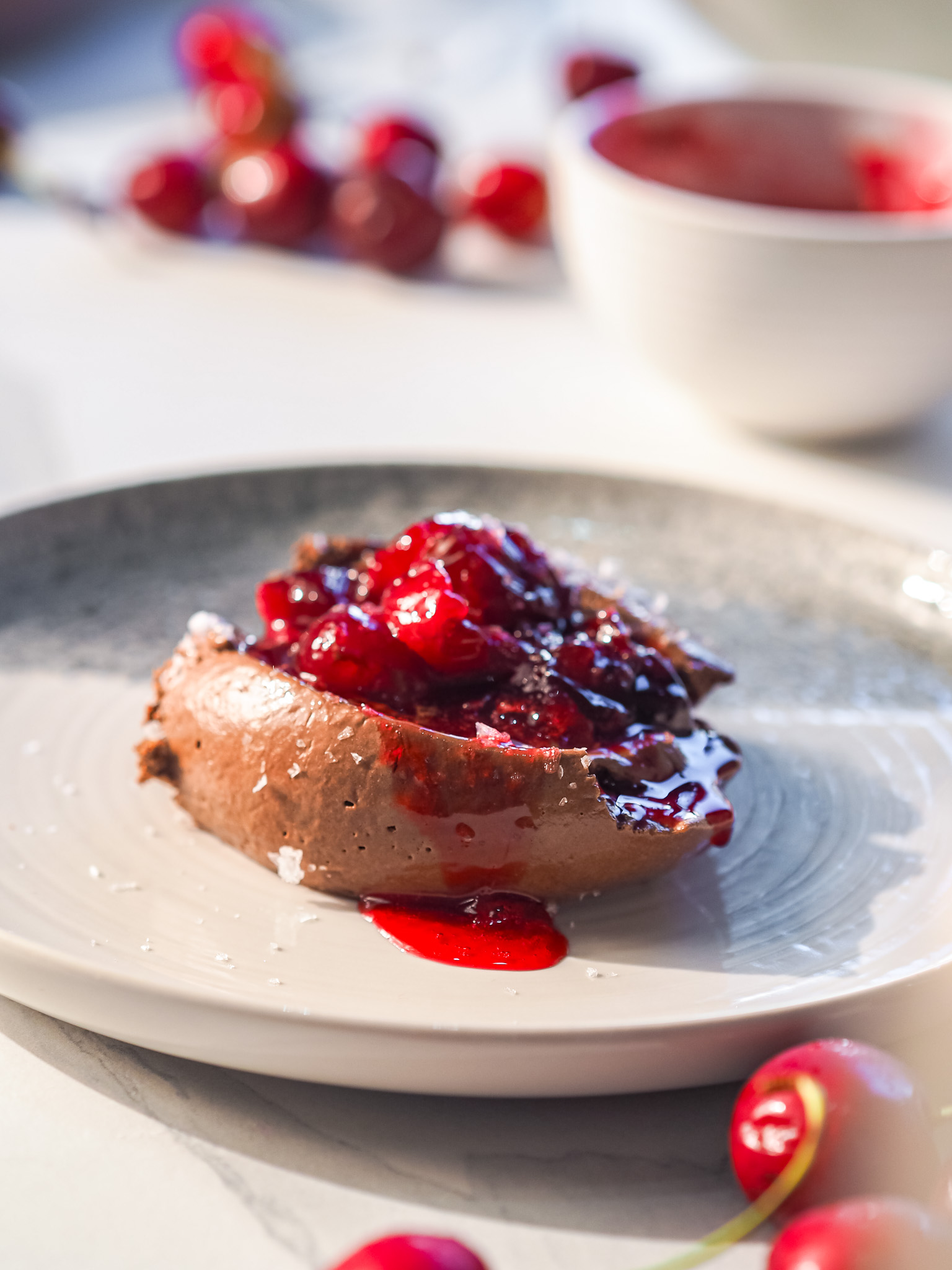 Chocolate Mousse with Cherry Compote